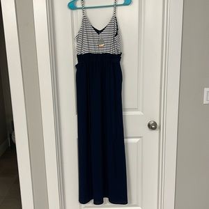 Pinkblush Striped Maxi Dress - Navy and White